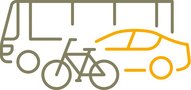 Simple graphical representation of bus, car and bicycle