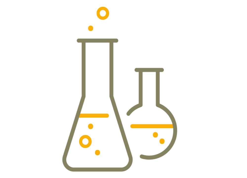 Symbol shows a simplified graphical representation of two test tubes consisting of brown and yellow lines.