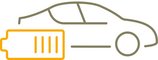 The icon shows the simplified graphic of a car and a half charged battery.