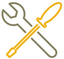 symbol shows a screwdriver and a wrench that cross over each other. 